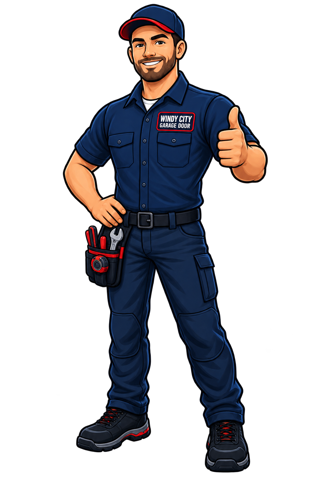 Friendly Windy City Garage Doors technician giving a thumbs-up